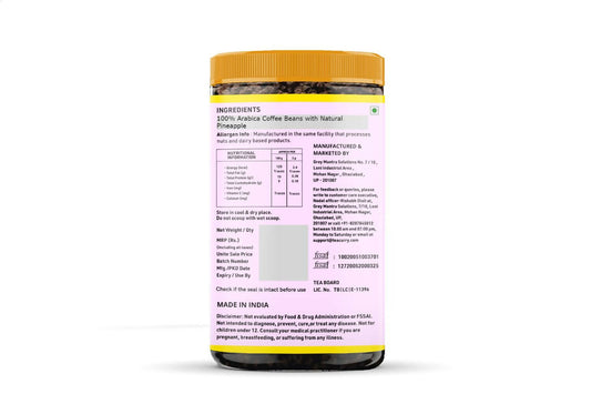 Teacurry Pineapple Instant Coffee Powder - Arabica Freeze Dried Coffee for Instant Hot & Cold Coffee