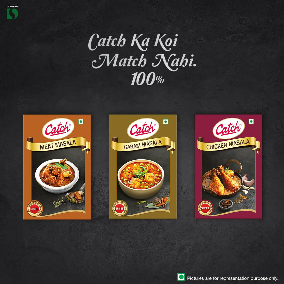 Catch Masala & Spices - Meat Masala 100 gms + Chicken Masala 100 gms + Garam Masala 100 gms - Grab2buy