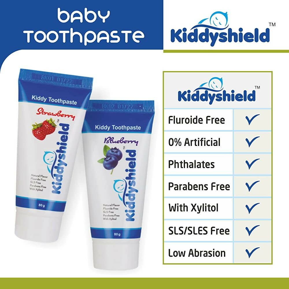 Kiddyshield Fluoride Free Formula Baby Toothpaste Blueberry For Kids 1+ Years - Grab2buy