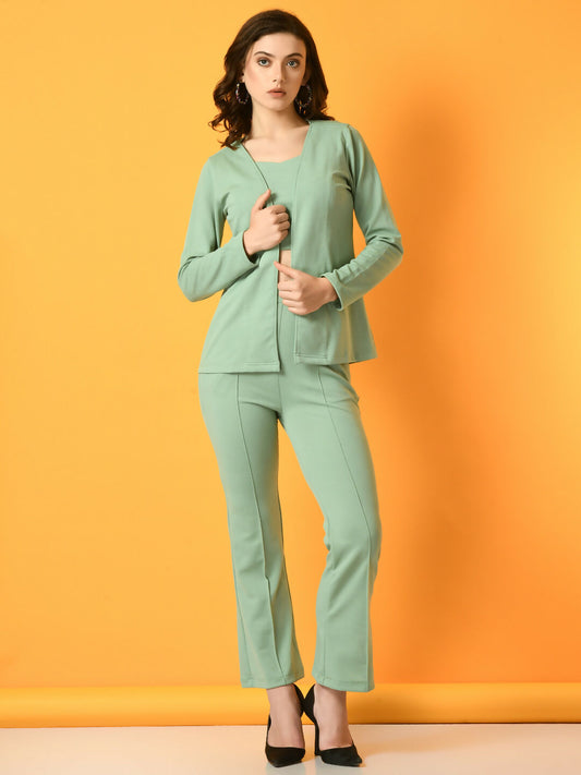 Myshka Women's Green Solid Jacket