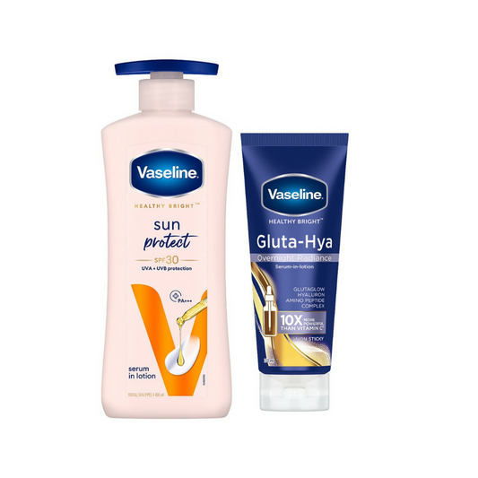 Vaseline Sun Protect SPF 30 Body Lotion & Gluta-Hya Overnight Radiance Serum-In-Lotion Combo Grab2Buy Vaseline Grab2Buy