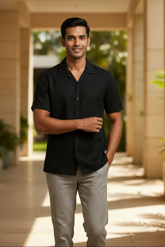 Eclipse — Black Cotton Shirt by Hilo Design