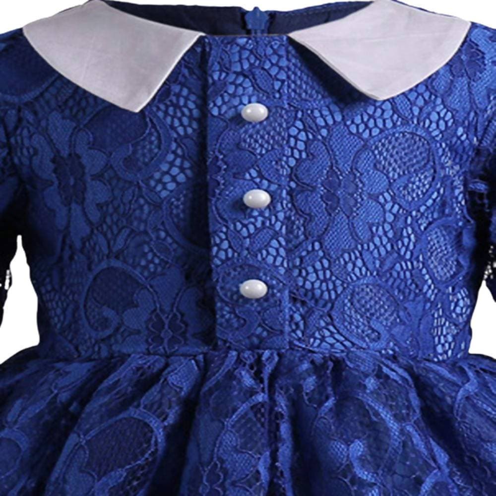 Asmaani Baby Girl's Blue Colour Satin A-Line Maxi Full Length Dress (AS-DRESS_22199) - Grab2buy