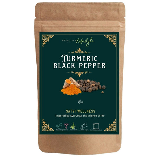 Satvi Wellness Turmeric Black Pepper Tea Bags | Herbal Tea