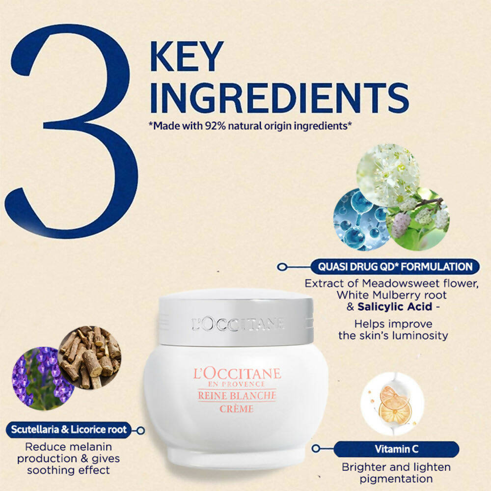 L'Occitane Reine Blanche Bright Revealing Face Cream - Distacart