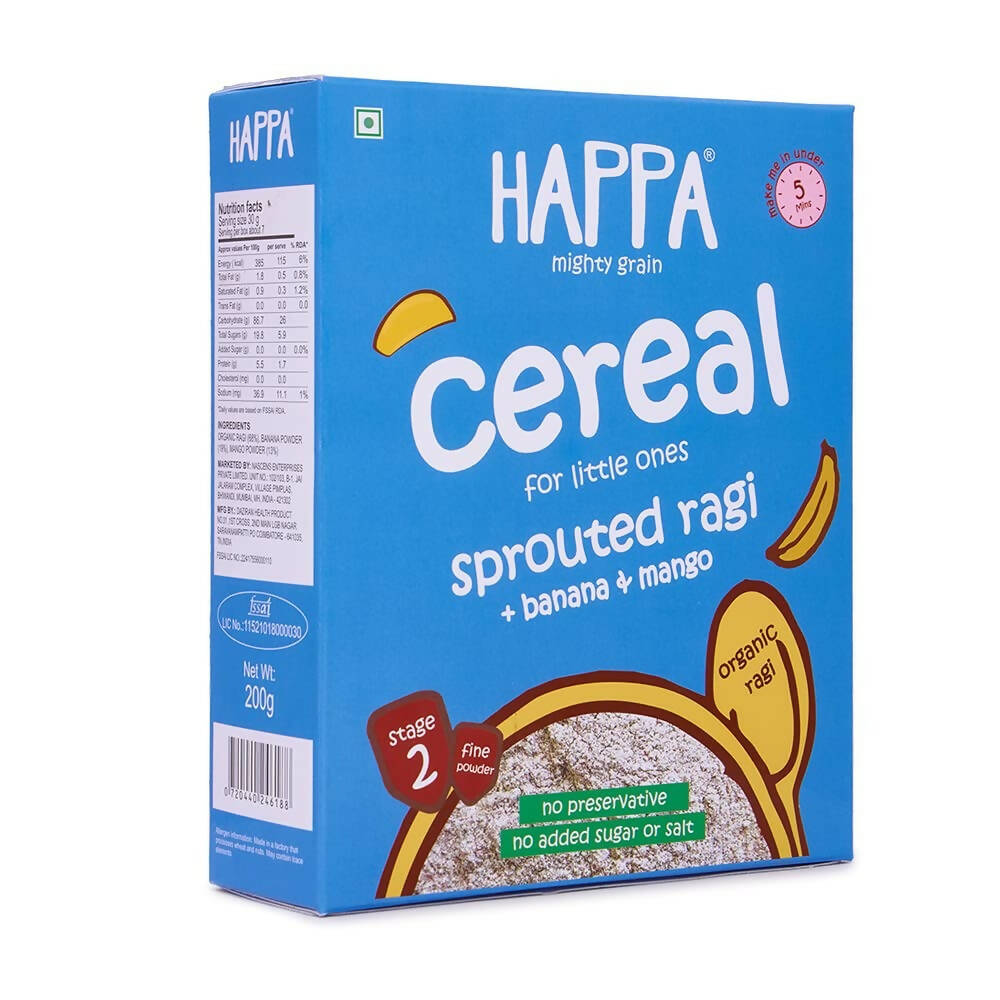 Happa Organic Ragi Porridge Mix- Ragi+Cardamom and Ragi+Banana+Mango Combo - Grab2buy