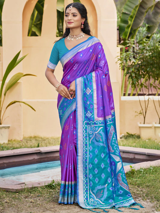 Shree Shyam Fashion Purple Pochampally Silk Saree
