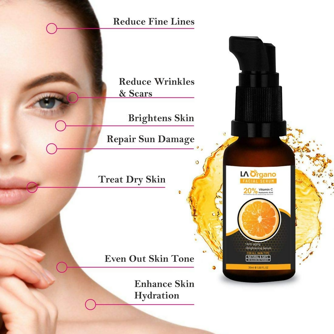 LA Organo Papaya Hydrating Face Gel with Alovera,Vit-E & Vitamin C Serum Combo - Grab2buy