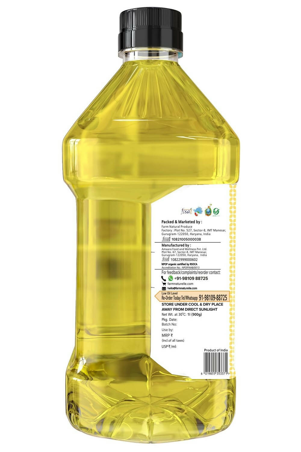 Farm Naturelle Organic Virgin Cold Pressed Sunflower Oil - Grab2buy