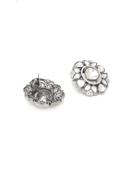 Kundan Earrings (silver) - Ruby Raang
