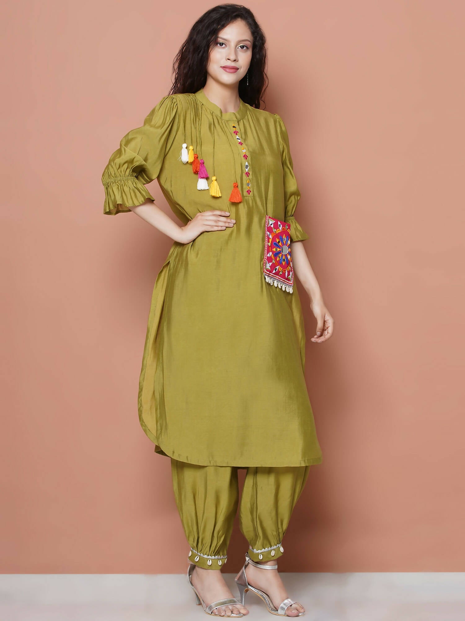 Women Republic Green Art Silk Embroidered Kurta with Afghani Salwar - Grab2buy