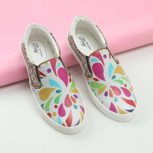 Tiny Bugs Girls Multi Printed Slip Ons Sneakers - White Grab2Buy Tiny Bugs Grab2Buy