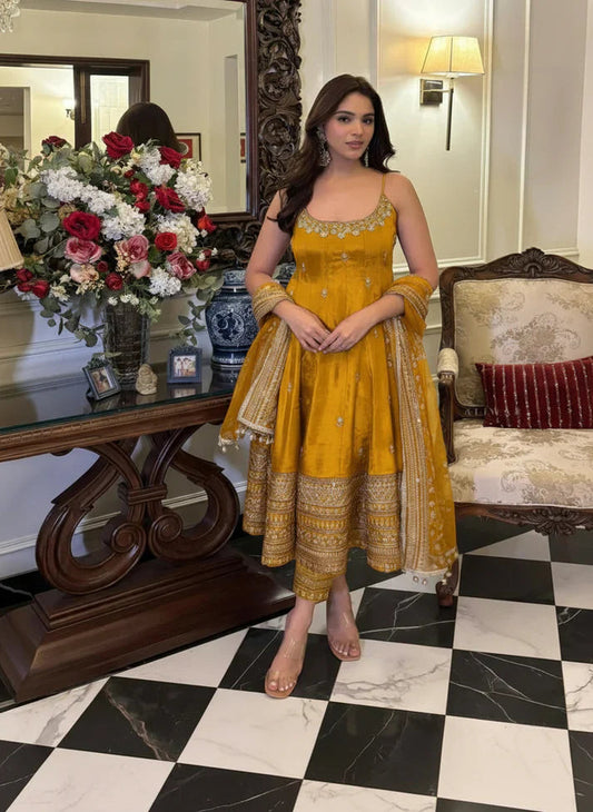 Yash Enterprise Yellow Vichitra Silk Party Wear Embroidery Suit Set Grab2Buy Yash Enterprise Grab2Buy