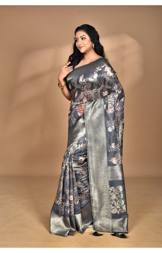 Morchari Women Desgin Linen Silk Saree-Multi