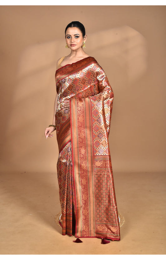 Morchari Rajputana Kanjiviram Silk Saree-Maroon