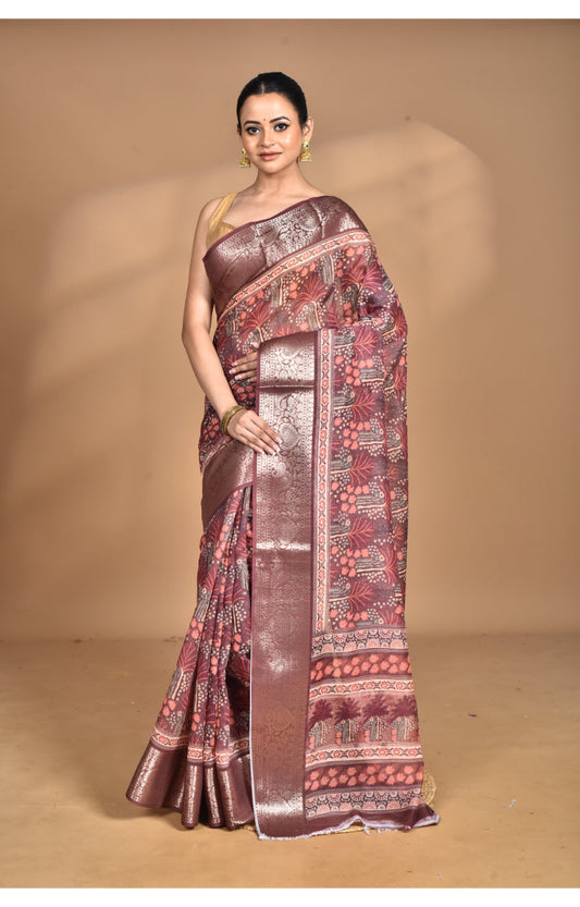 Morchari Chanderi Digital Print Saree-Multi