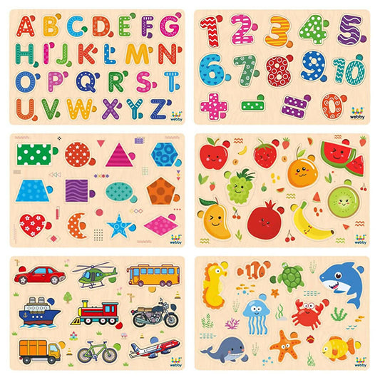 Webby Wooden Educational Colorful Puzzle for Preschool Kids - Set of 6 Grab2Buy Webby Grab2Buy