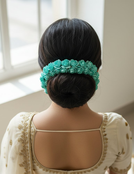 Aquamarine Rose Gajra Grab2Buy Mokshi Collections Grab2Buy