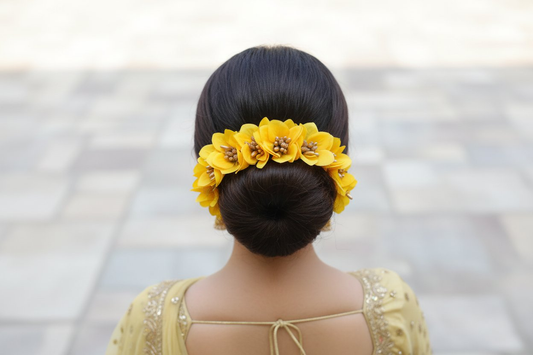 Yellow Orchids Gajra Grab2Buy Mokshi Collections Grab2Buy