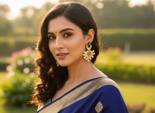 Ad Designer Earrings with Blue Stone Grab2Buy Mokshi Collections Grab2Buy