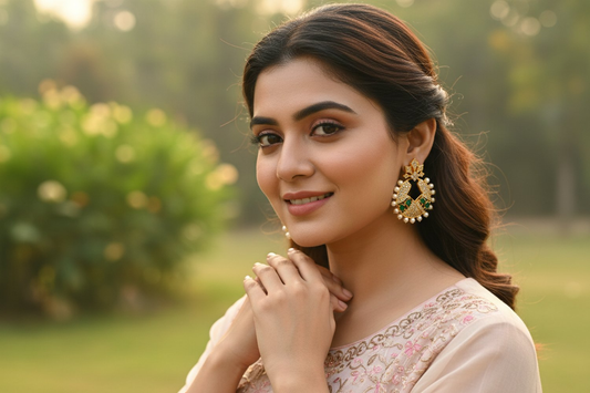 Ad Emerald Designer Earrings Grab2Buy Mokshi Collections Grab2Buy