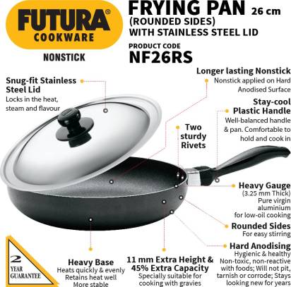 Hawkins Futura Non-stick Frying Pan 26 cm Diameter 1 L (NF26RS) - Limited Time Offer Genie India