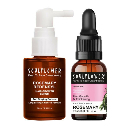 Soulflower Rosemary Essential Oil & Rosemary Redensyl Hair Growth Serum Combo for Strong Hair Grab2Buy Soulflower Grab2Buy