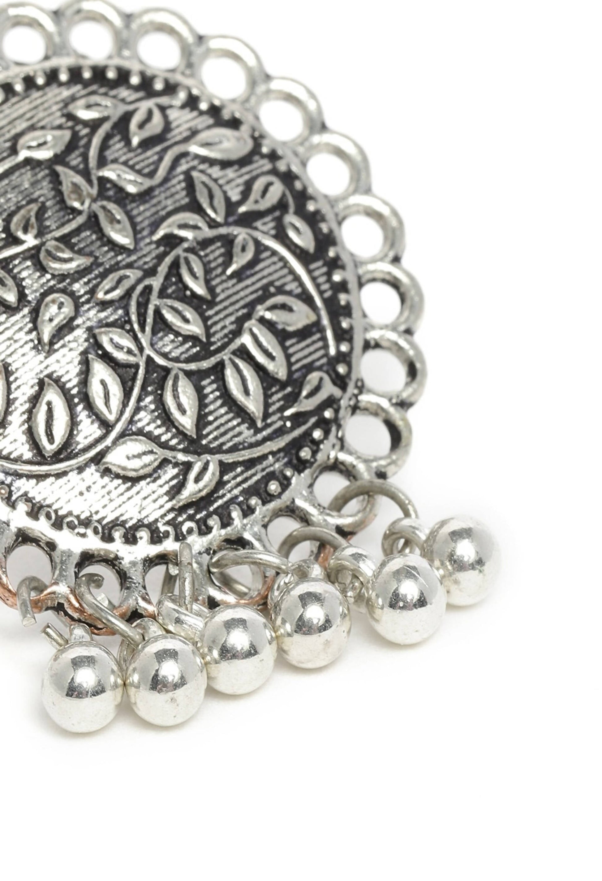 Mominos Fashion Johar Kamal Oxidised Silver Plated Stud Earrings - Grab2buy