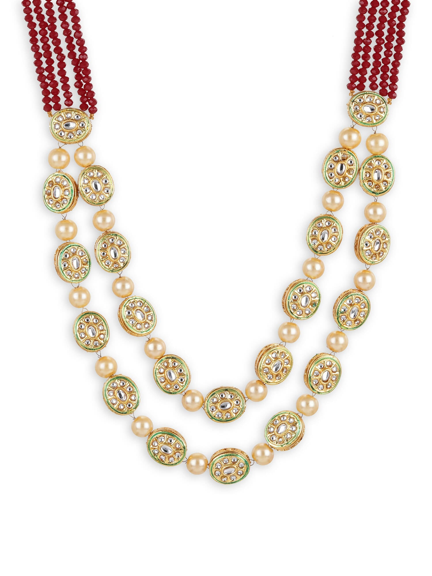 Gold-Toned Red Brass Gold-Plated Necklace - Ruby Raang - Grab2buy