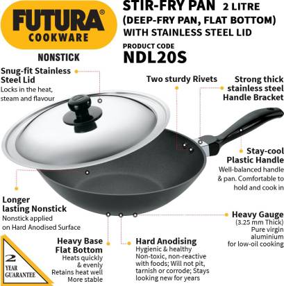 Hawkins Non-stick Stir Fry Pan 26 cm Diameter with Lid 2 L (NDL20S) - Grab2buy