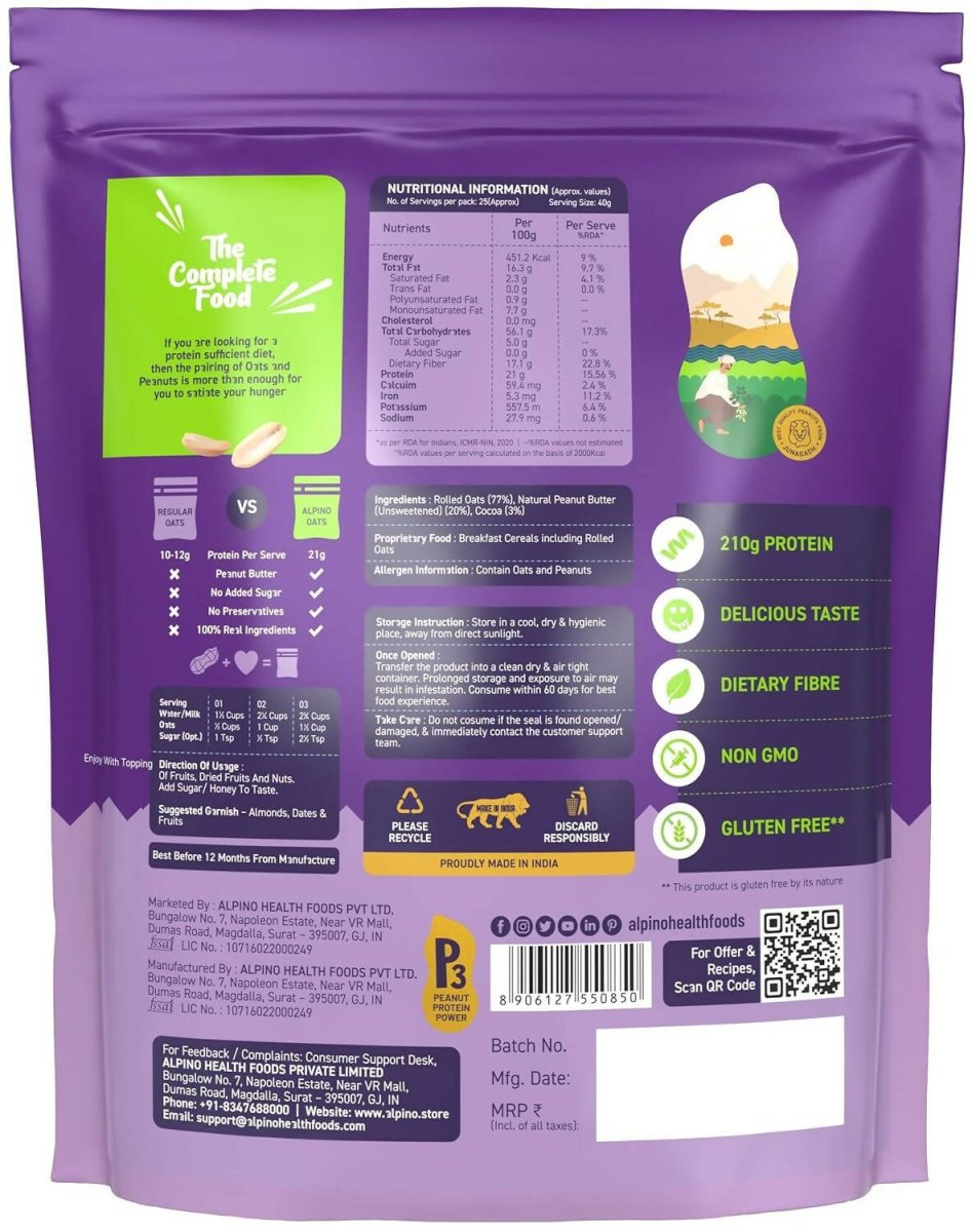 Alpino High Protein Super Rolled Oats Chocolate - Grab2buy