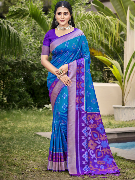 Shree Shyam Fashion Pochampalli Silk Blue Saree
