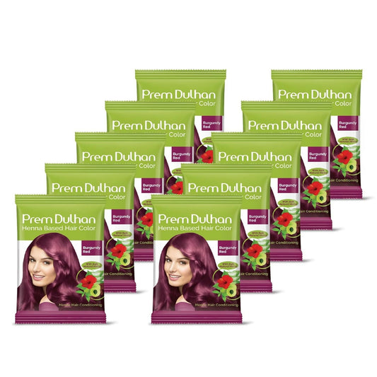 Prem Dulhan Burgundy Red Henna Based Hair Color