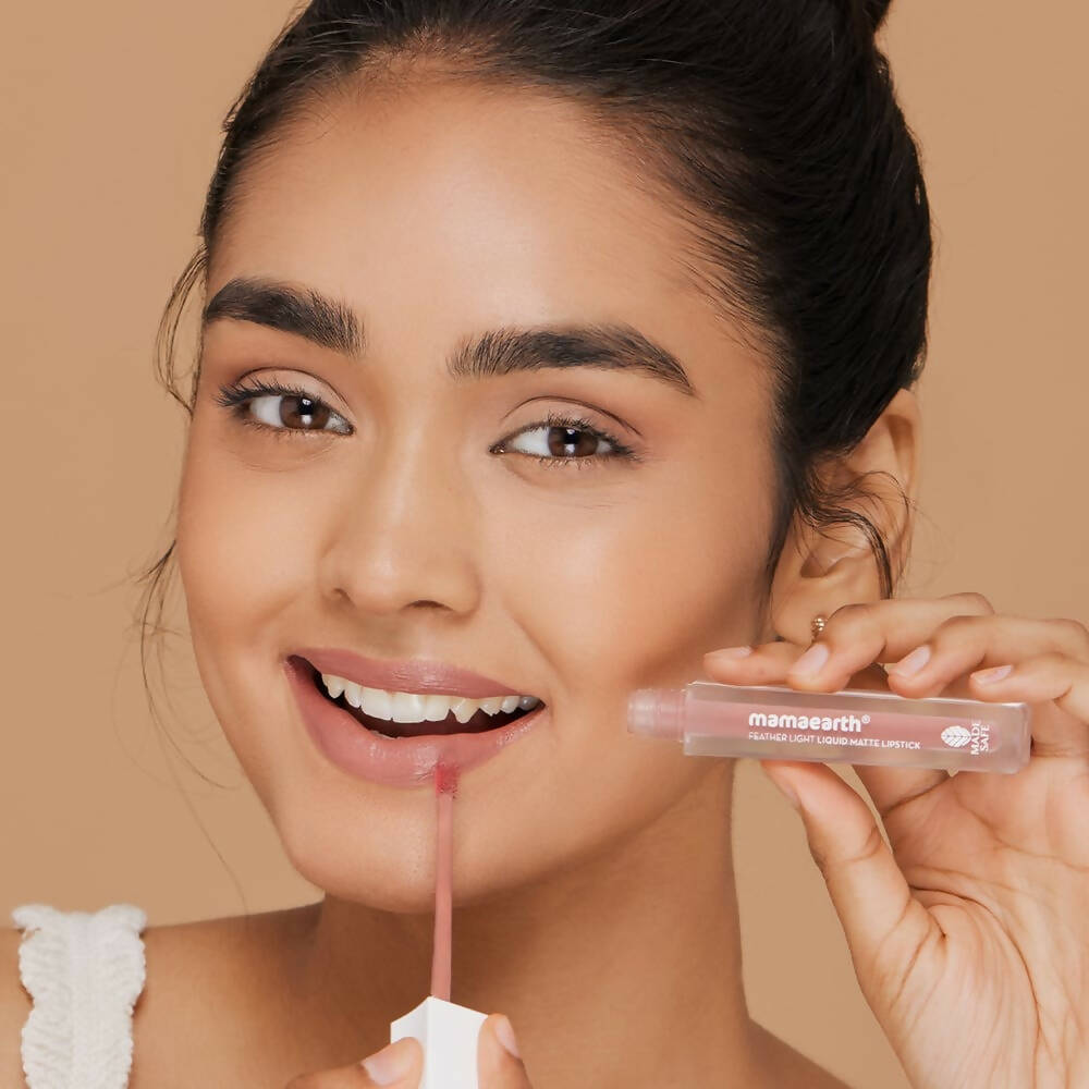 Mamaearth Feather Light Liquid Matte Lipstick - Nude Brown - Grab2buy