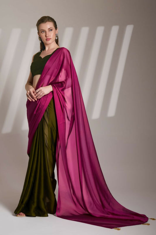 Pink Satin Rangoli Solid Fancy Designer Saree - Nafisa