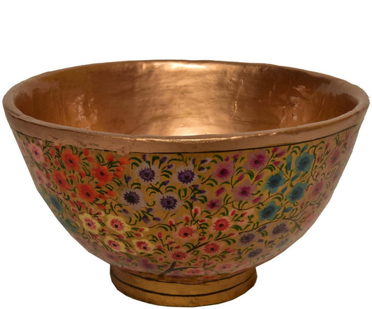 Nizalia Floral Motif Embossed Paper Mache Bowl