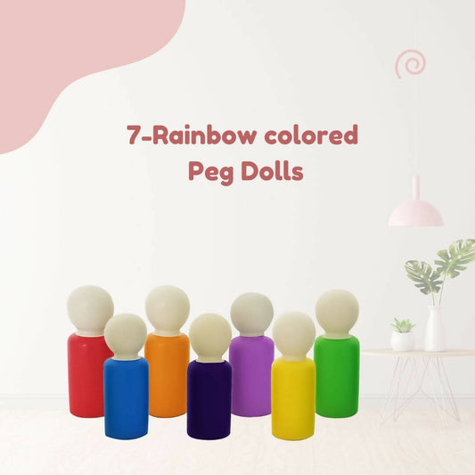 Matoyi Wooden Rainbow Peg 7 Dolls Set - Grab2buy