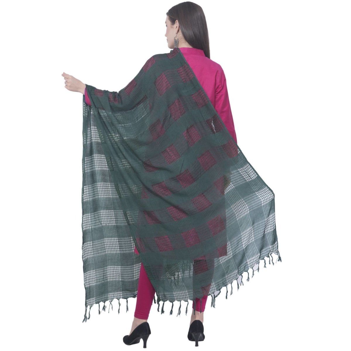 A R SILK Rama green Color Window square Cotton Dupattas and Chunnis