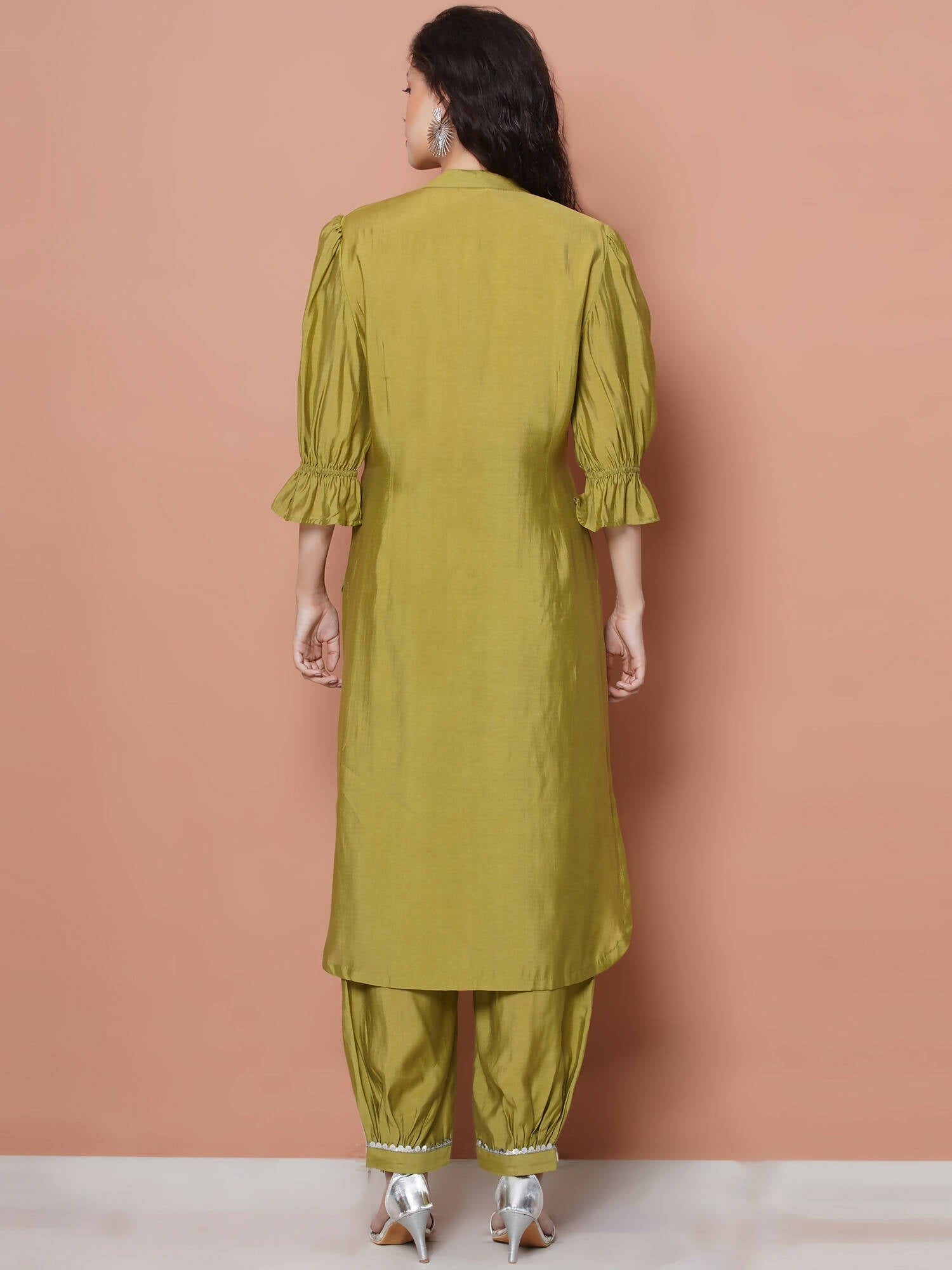 Women Republic Green Art Silk Embroidered Kurta with Afghani Salwar - Grab2buy