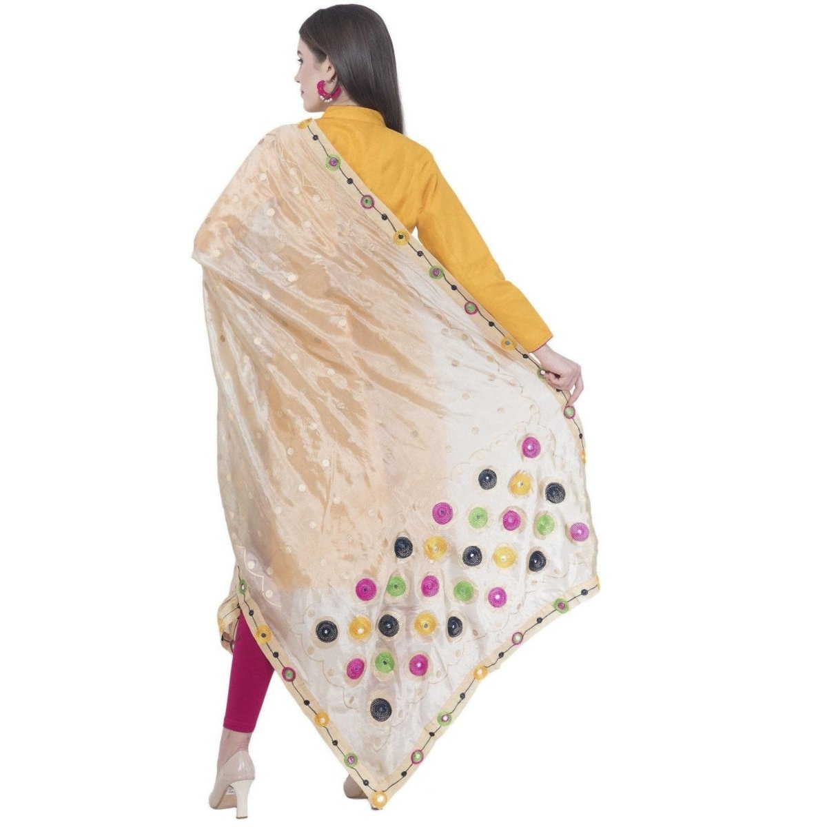 A R SILK Golden Color Fancy Silk Dupattas and Chunnis