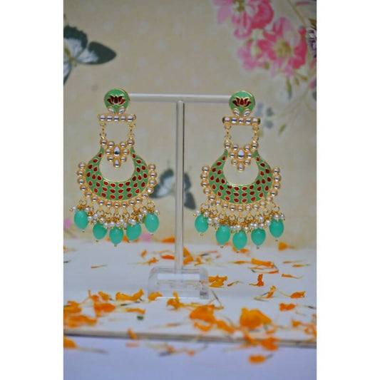 Chandbali Gold-Plated Pink Drop & Dangler Earrings For Women & Girls By House of Ree - Grab2buy