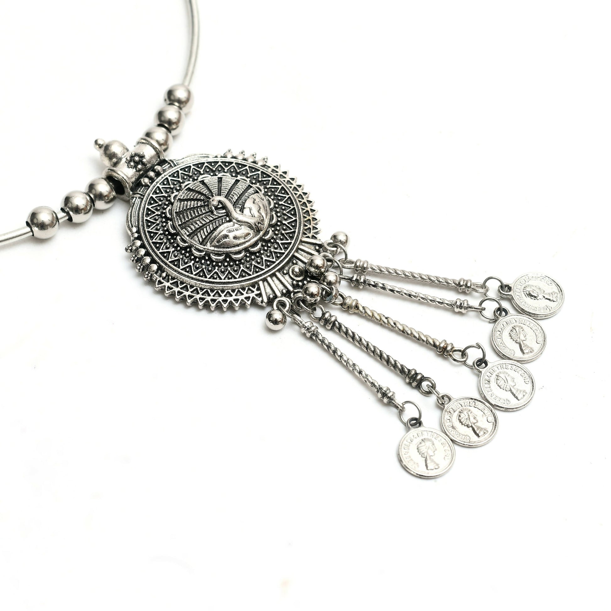 Mominos Fashion Johar Kamal Oxidised Silver-Plated Hasli Design Necklace Choker For Women - Grab2buy