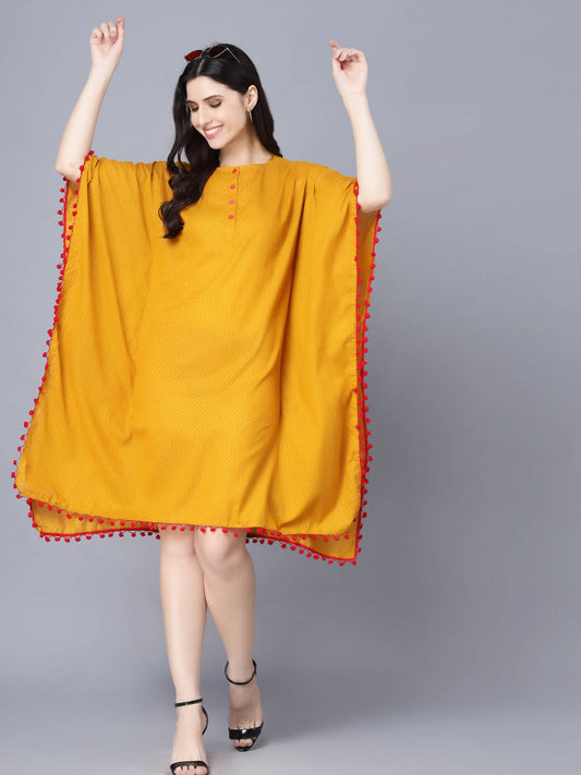 Myshka Mustard Yellow Layered Kaftan Dress