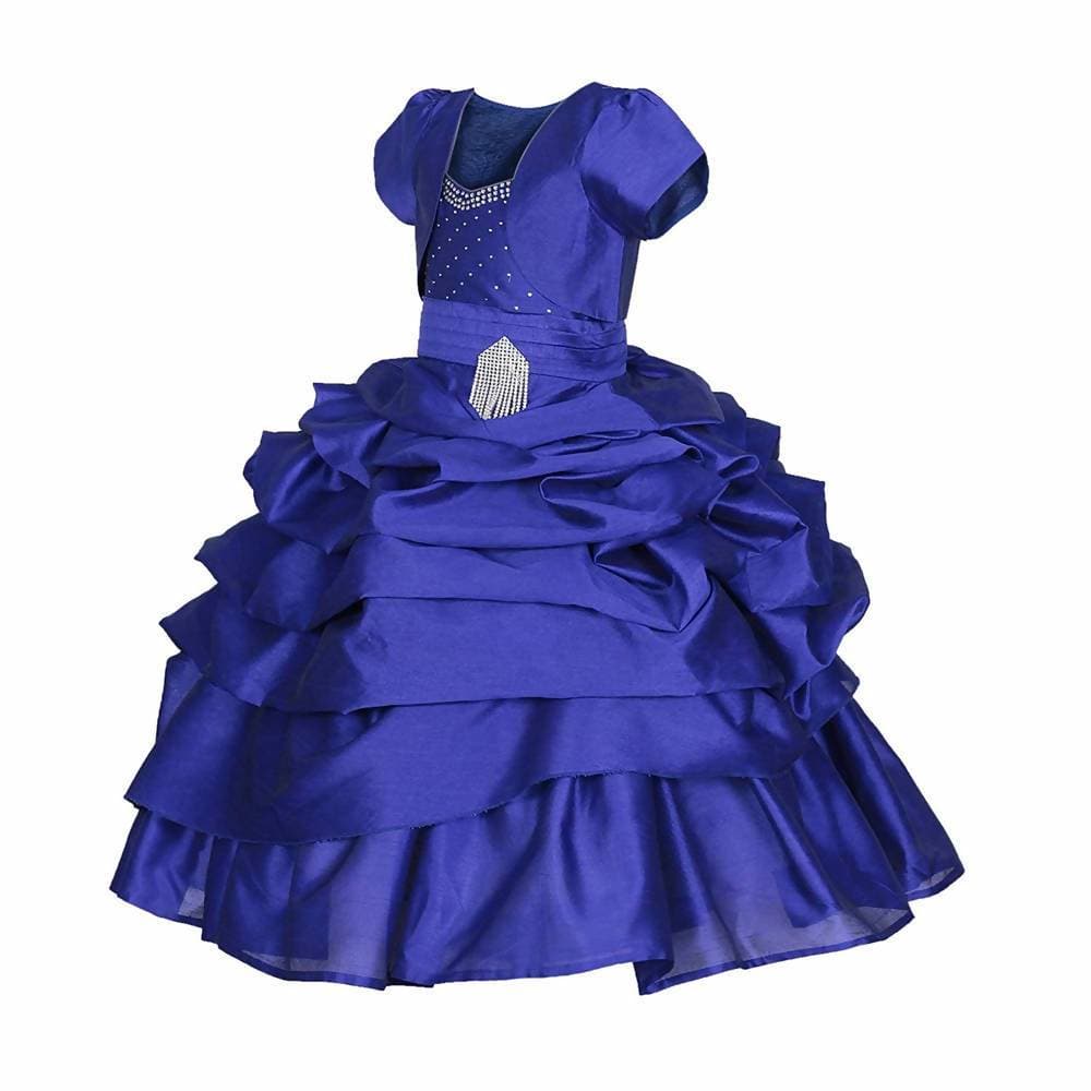 Asmaani Baby Girl's Blue Colour Satin A-Line Maxi Full Length Dress (AS-DRESS_22119) - Grab2buy