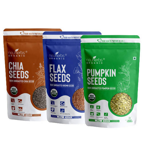 Neuherbs Organic Flax, Chia, and Pumpkin Seeds Combo Grab2Buy Neuherbs Grab2Buy