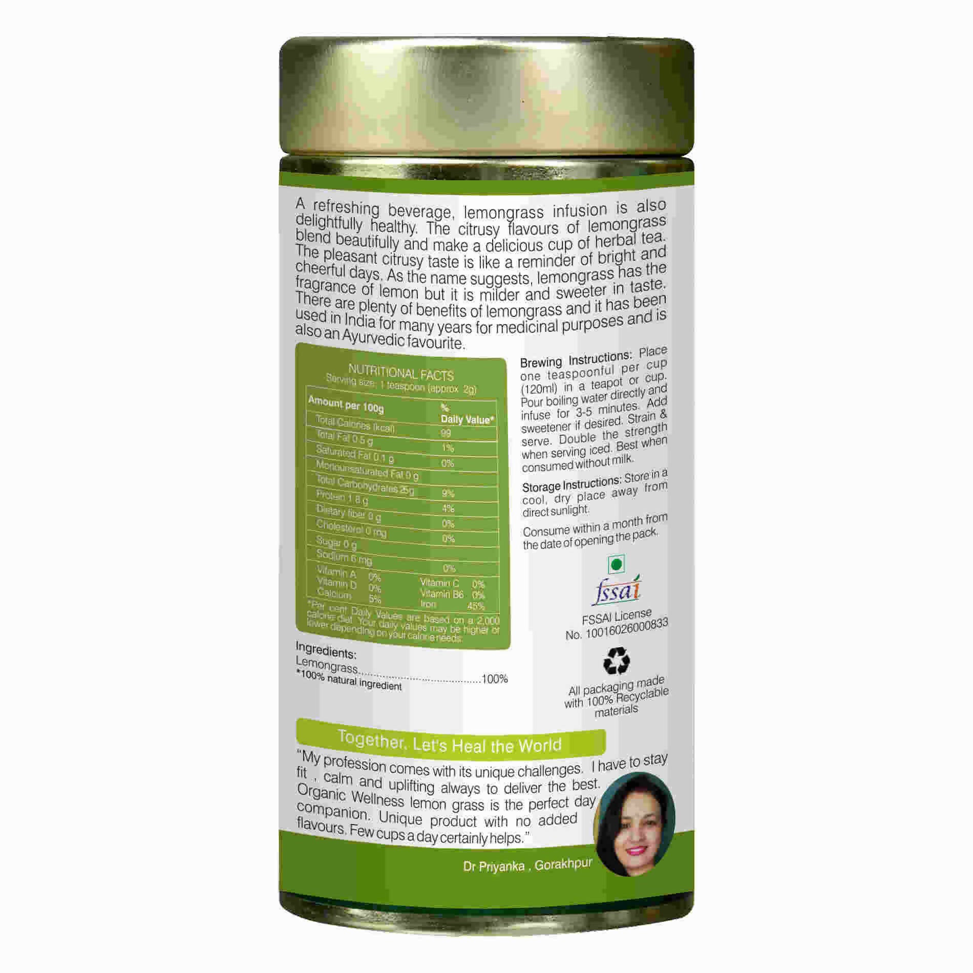 Organic Wellness Blossom Lemongrass Tea - Distacart