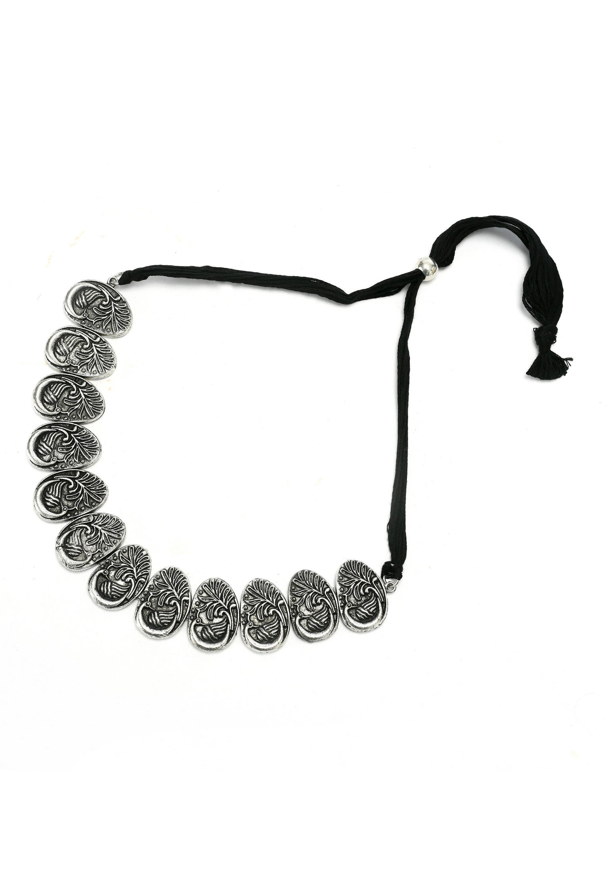 Mominos Fashion Johar Kamal Oxidised Silver-Plated Brass Finish Choker For Women - Grab2buy