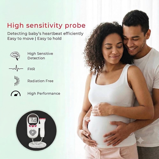 Fetal Doppler Baby Heartbeat Monitor | Portable Pregnancy Doppler with LCD Display, Built-in Speaker & High Sensitivity Probe | Listen to Baby’s Heartbeat at Home | Hanscure