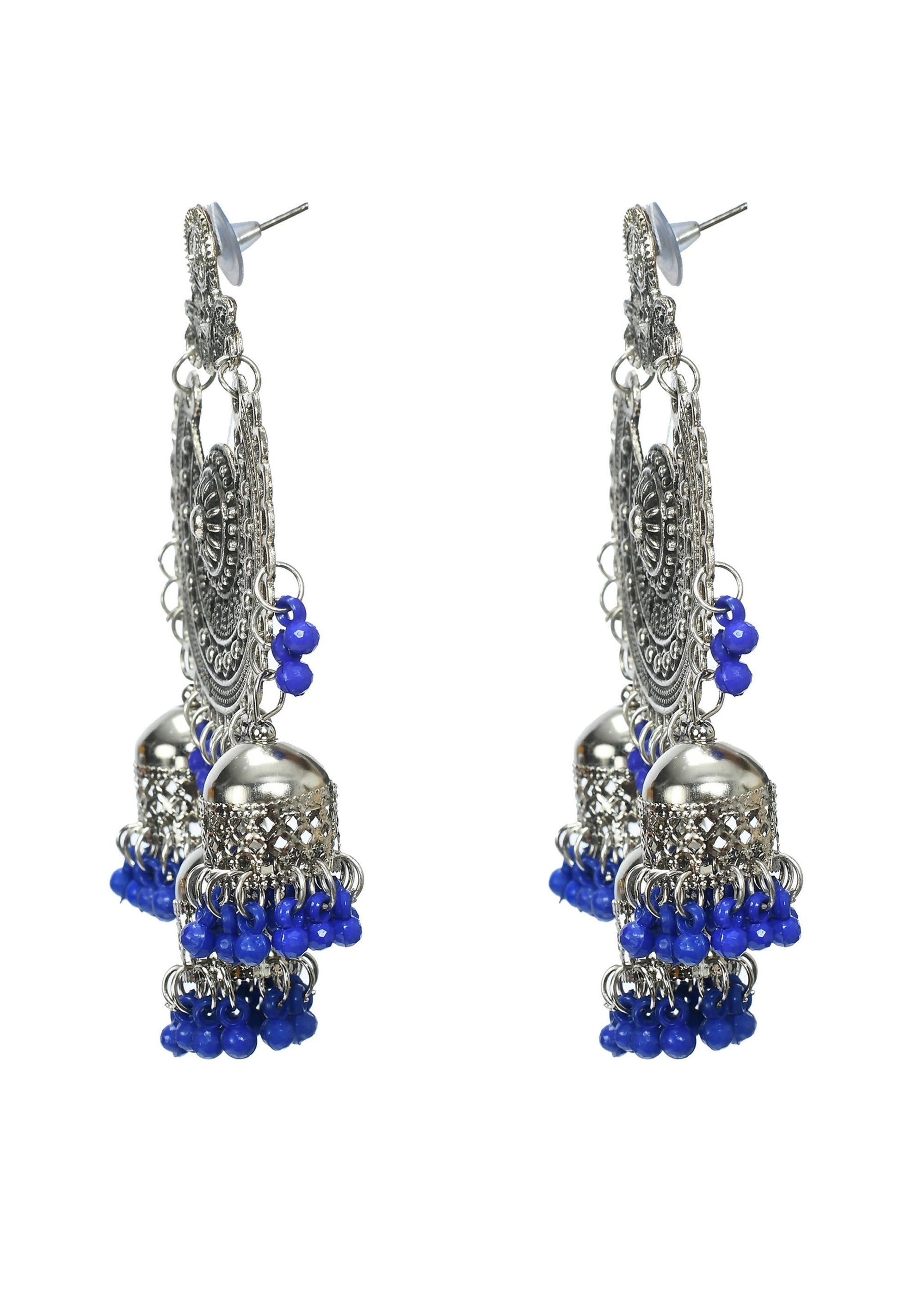 Mominos Fashion Johar Kamal Silver Jhumkas With Maang Tikka Earrings - Grab2buy
