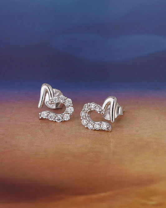925 Sterling Silver Rhodium Plated With Cz Drop Heart Stud Earring For Women - Wahe Jewels | Grab2Buy